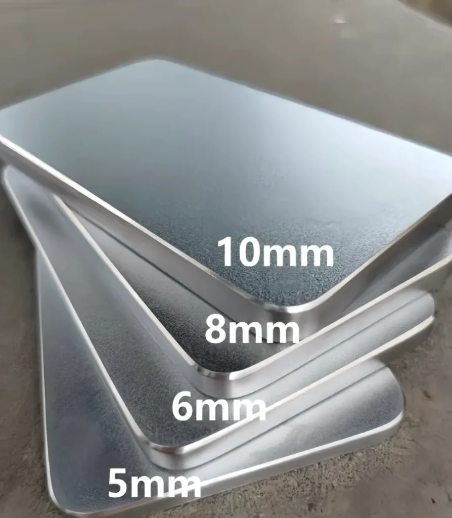 5mm to 10mm solid stainless steel countertop samples profile view